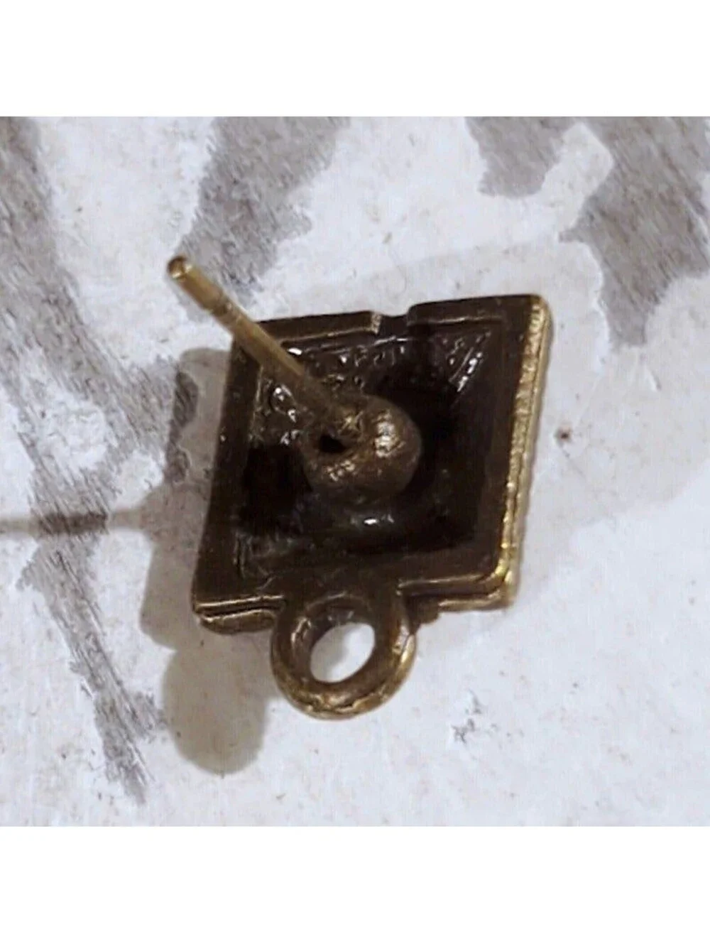 Avant Garde Antique Bronze Egyptian Pyramid Dotted Earring Post Findings 2 pcs